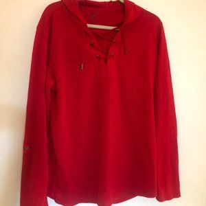 Lightweight Cotton Lace-up Hoodie T-Shirt. Long Sleeve (M)